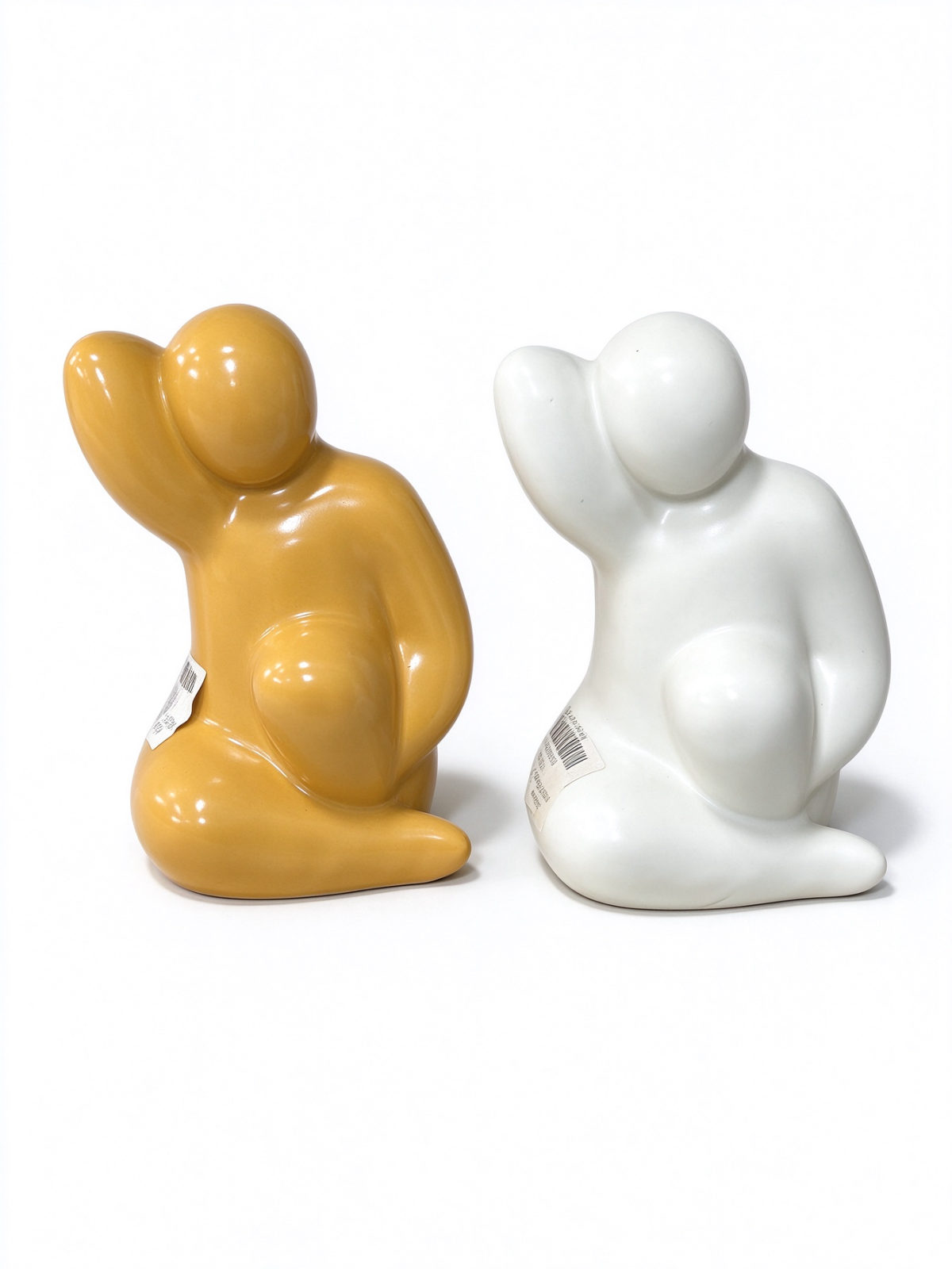 Abstract Thinking Figure - Glossy Ceramic Kneeling Sculpture for Desk and Shelf Decor - Dorishome