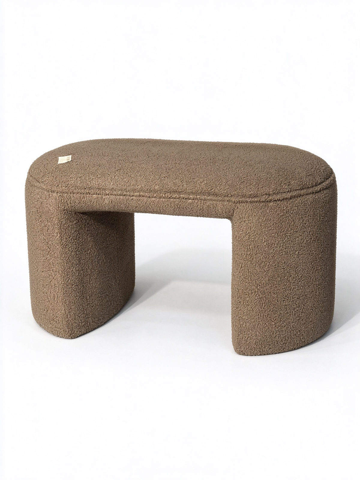 Arch Upholstered Bench Ottoman – Brown Teddy Fabric Footrest Bench for Bedroom and Entryway - Dorishome