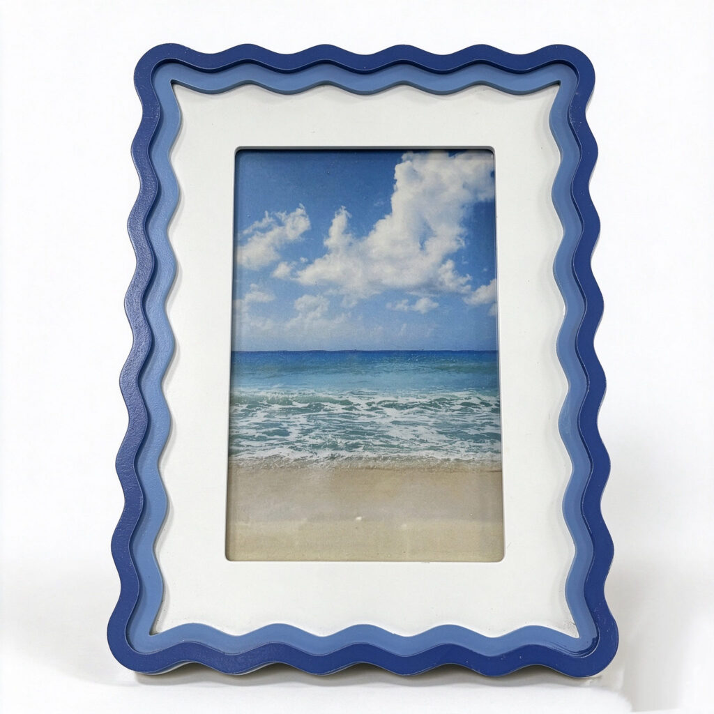 Blue Layered Wavy Resin Tabletop Photo Frame - - 1