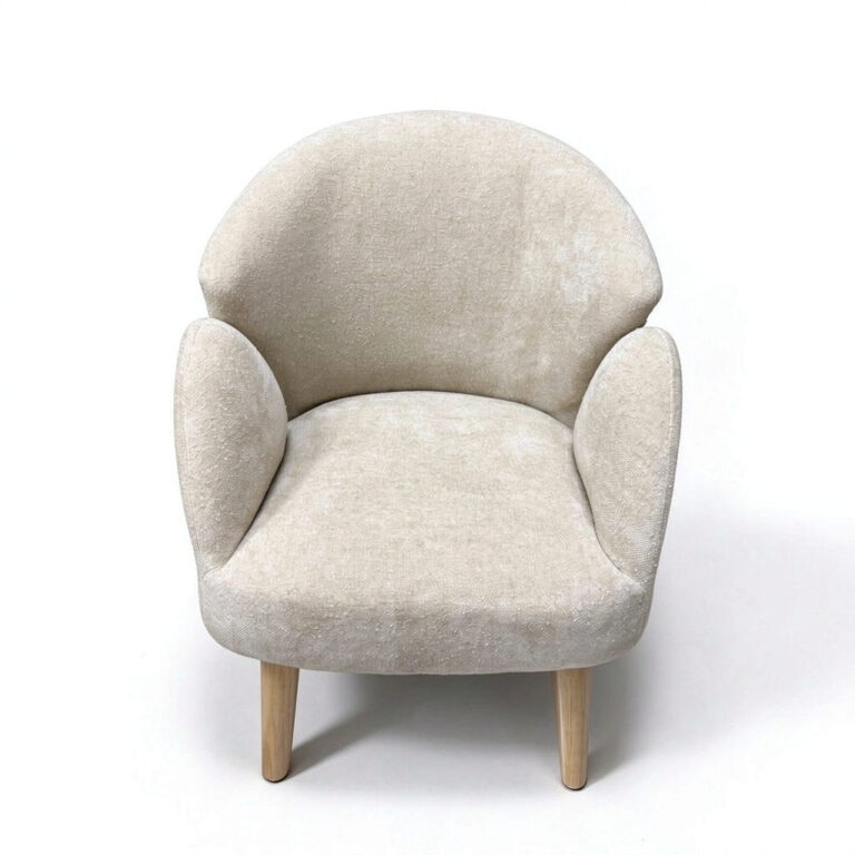 Boucle Slipper Accent Chair – Armless Upholstered Chair with Tapered Wooden Legs - - 4