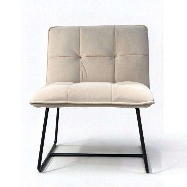 Boucle Slipper Armchair – Curved Back Upholstered Accent Chair for Living Room - front view