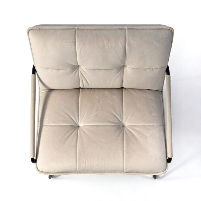 Boucle Slipper Armchair – Curved Back Upholstered Accent Chair for Living Room - top view