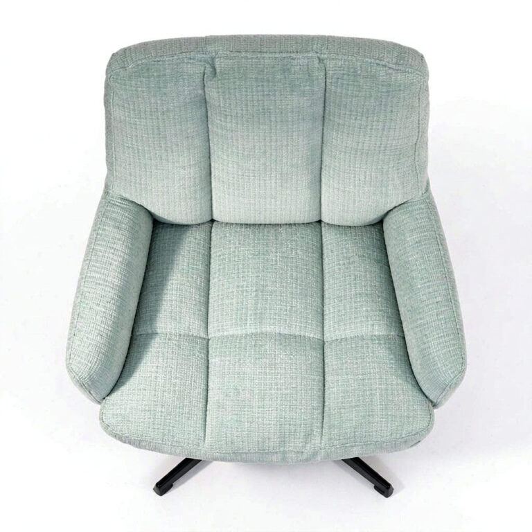 Button Tufted Barrel Armchair – Upholstered Fabric Accent Chair for Living Room - top view
