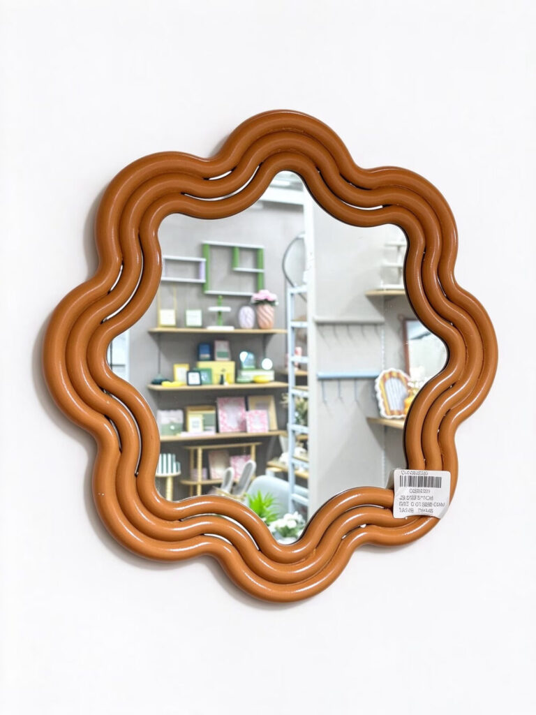 Caramel Wavy Flower Shaped Wall Mirror