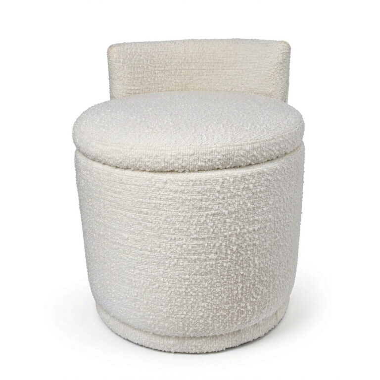 Channel Stitched Boucle Armchair – Upholstered Chair with Black Cross Metal Base - front view