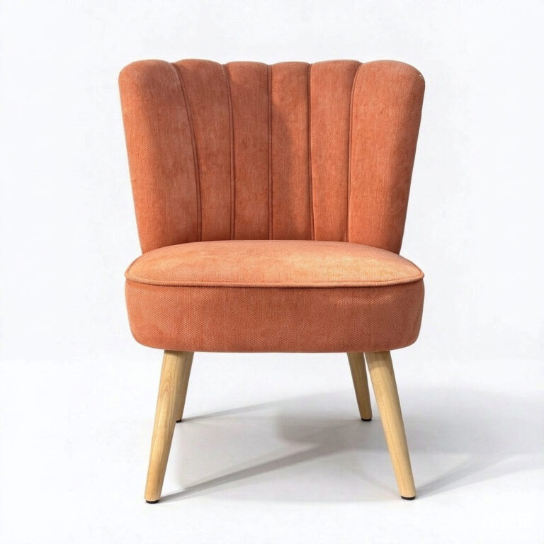 Channel Tufted Slipper Accent Chair – Shell Back Fabric Chair for Living Room - - 4