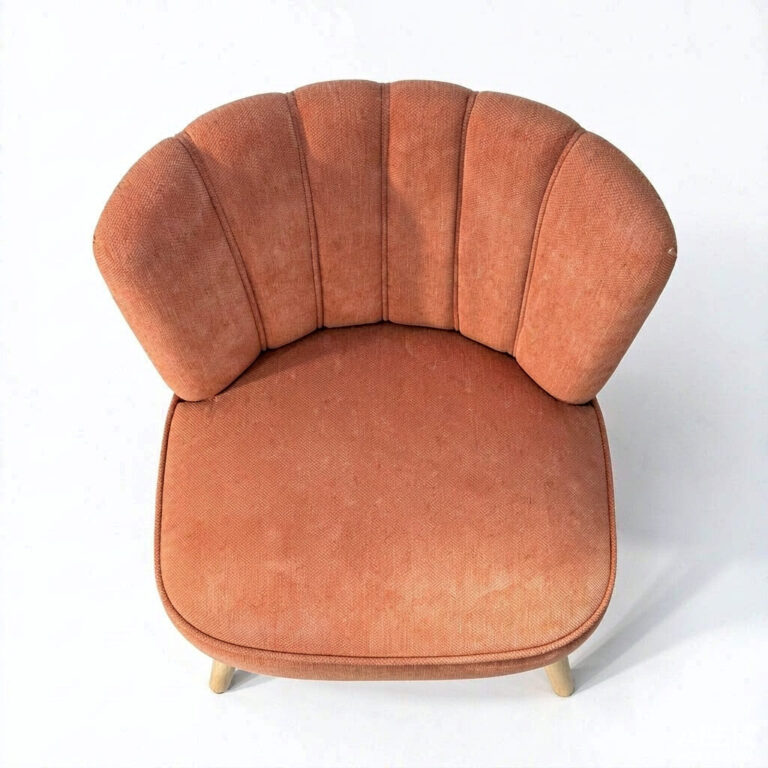 Channel Tufted Slipper Accent Chair – Shell Back Fabric Chair for Living Room - - 3