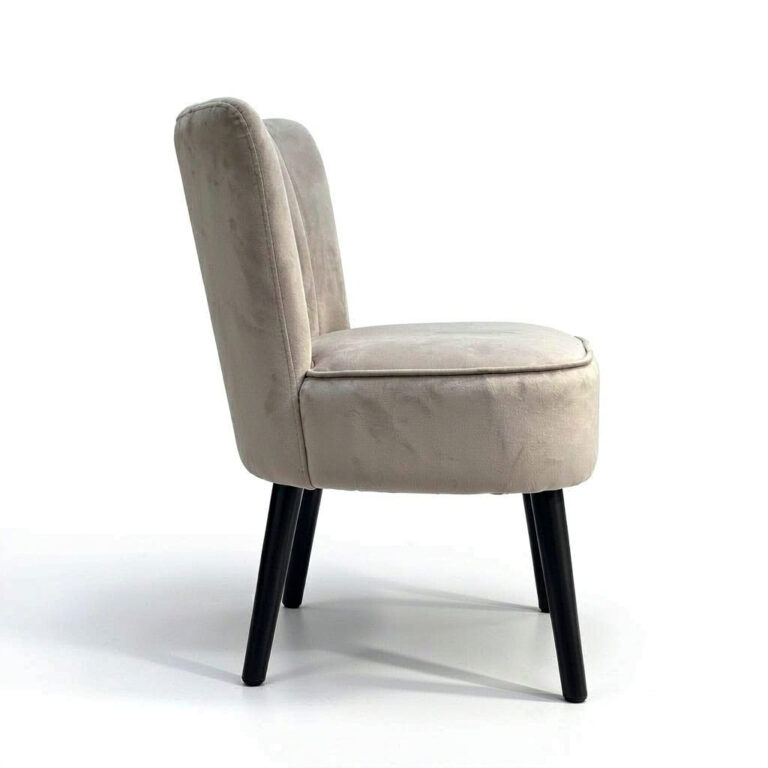 Channel Tufted Velvet Slipper Chair – Upholstered Accent Chair with Black Wooden Legs -  - 2