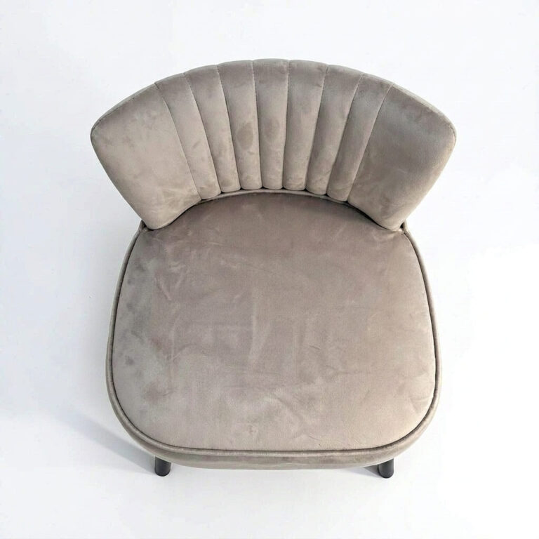 Channel Tufted Velvet Slipper Chair – Upholstered Accent Chair with Black Wooden Legs -  - 3