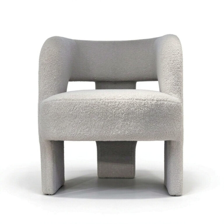 Chenille Swivel Lounge Chair – Upholstered Swivel Armchair with Black Metal Base - front view