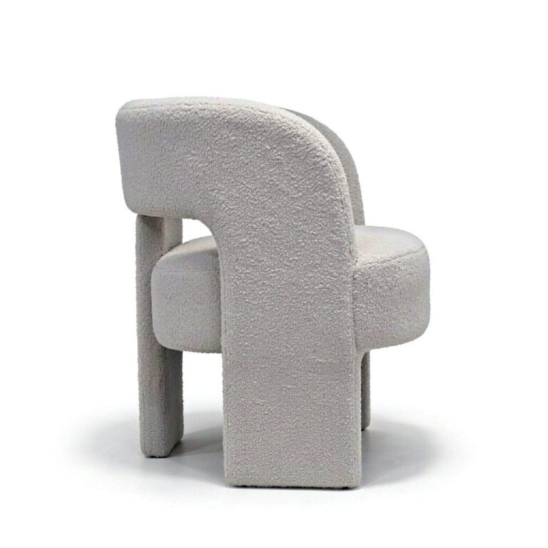 Chenille Swivel Lounge Chair – Upholstered Swivel Armchair with Black Metal Base - side view
