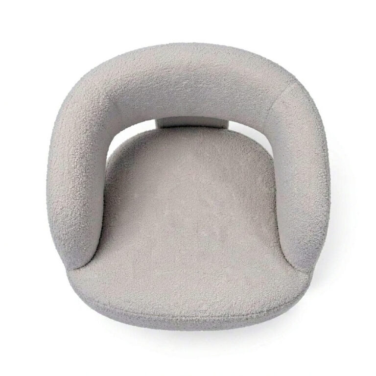 Chenille Swivel Lounge Chair – Upholstered Swivel Armchair with Black Metal Base - top view