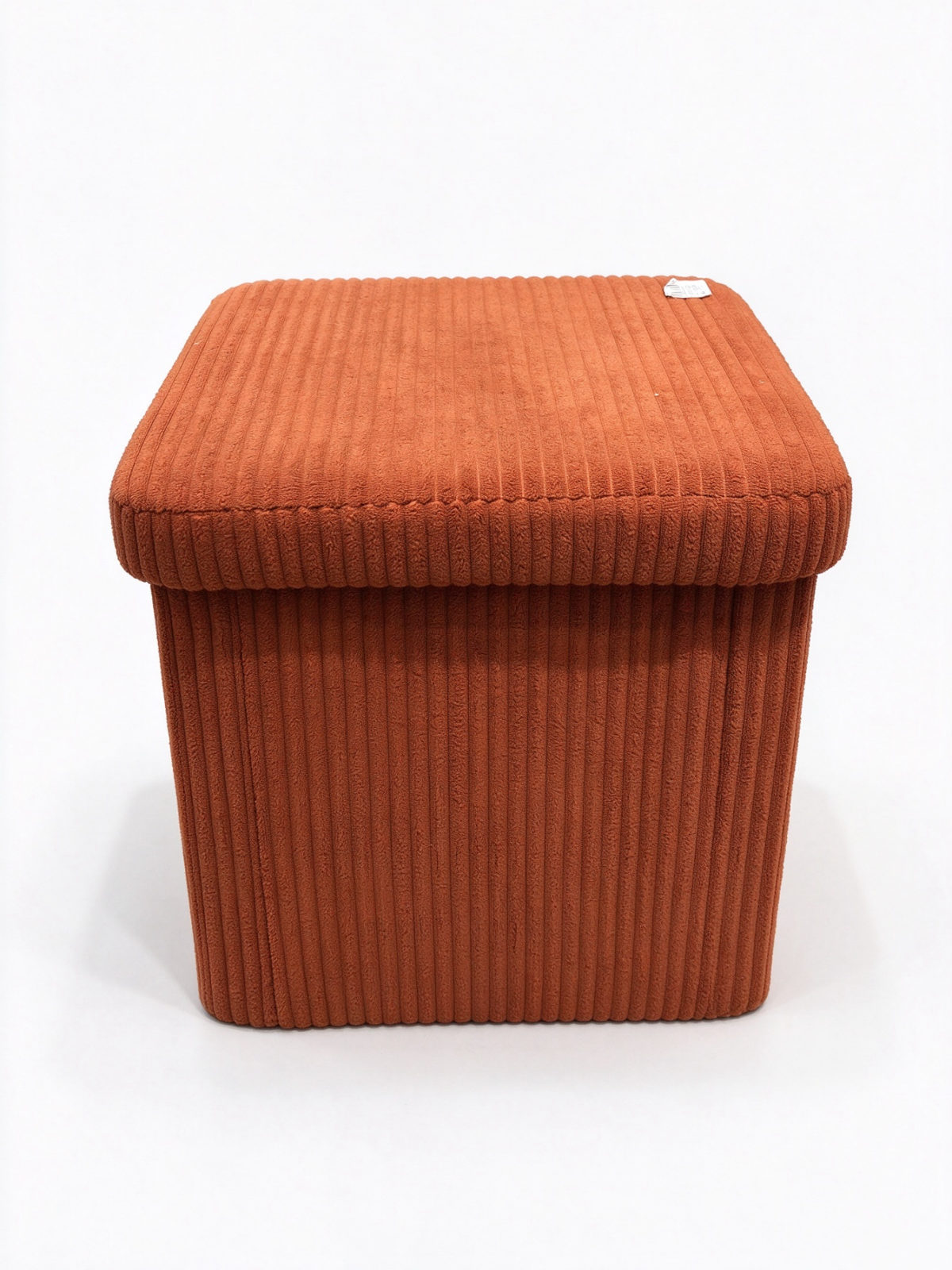 Corduroy Folding Storage Ottoman – Rust Orange Foldable Footstool Cube with Hidden Storage - Dorishome