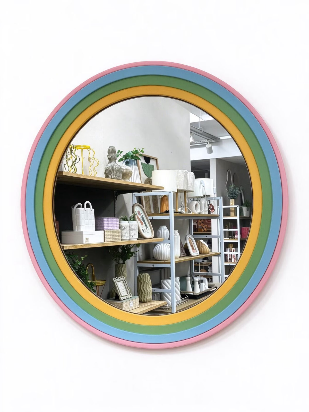 Round Cream Metal Tabletop Vanity Mirror with Scallop Edge and Foldable Stand for Dressing Table Decor - Dorishome