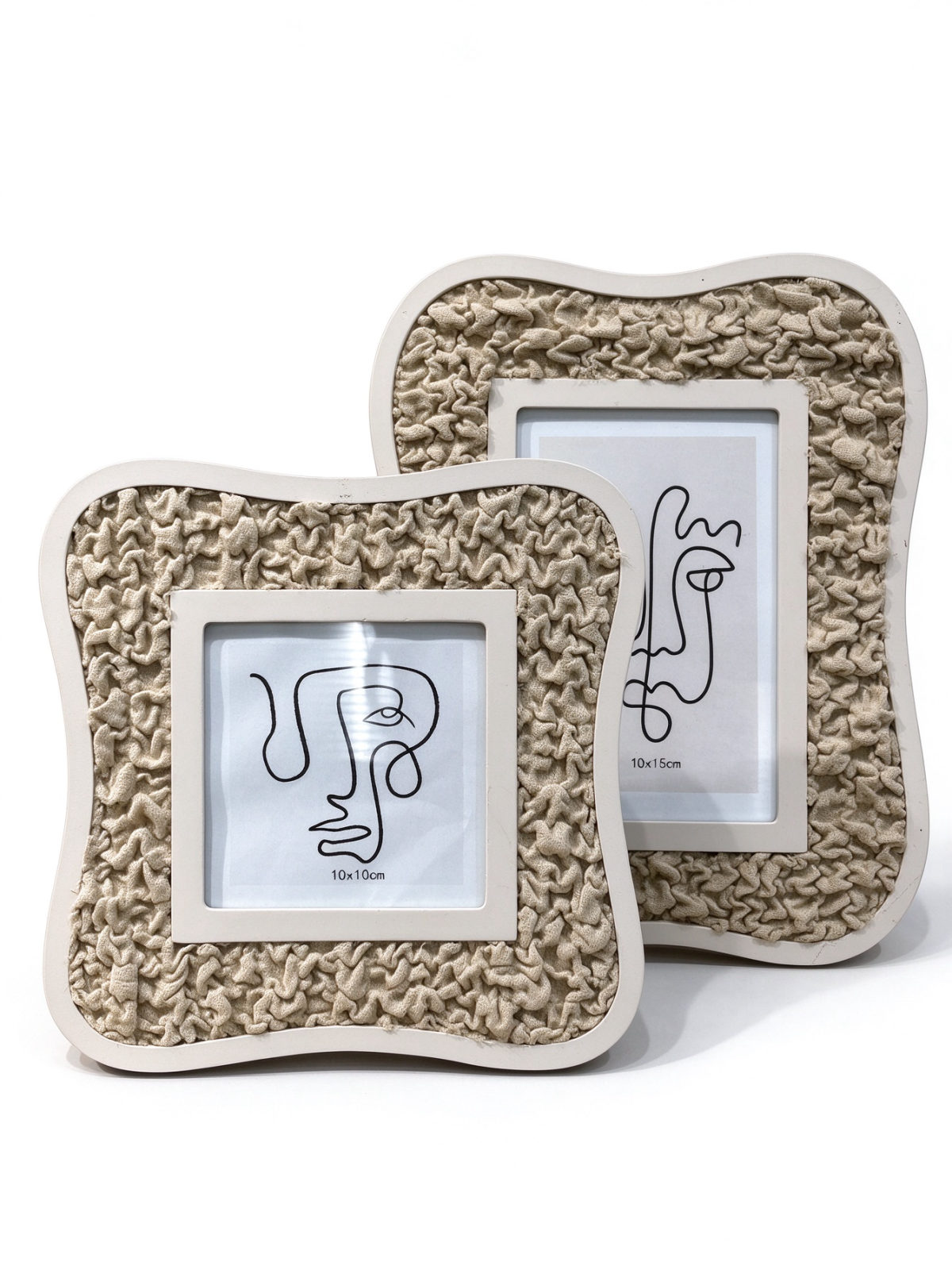 Cream Wavy Fabric-Effect Resin Photo Frame Set - Dorishome
