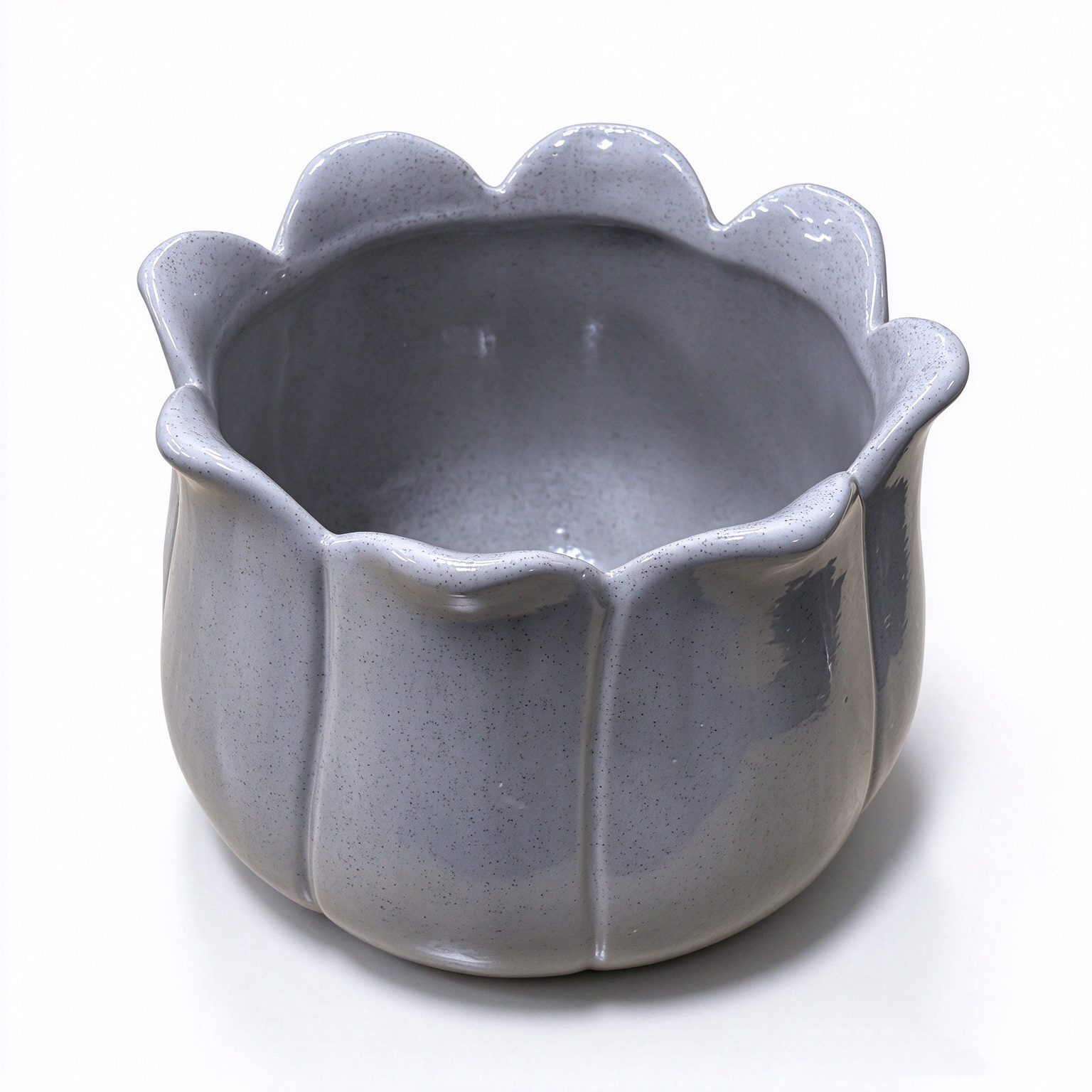 Flower-Shaped Ceramic Planter Pot - Speckled Gray Tulip-Shaped Flower Pot for Succulents, Desktop Decor and Gift Sets - Dorishome