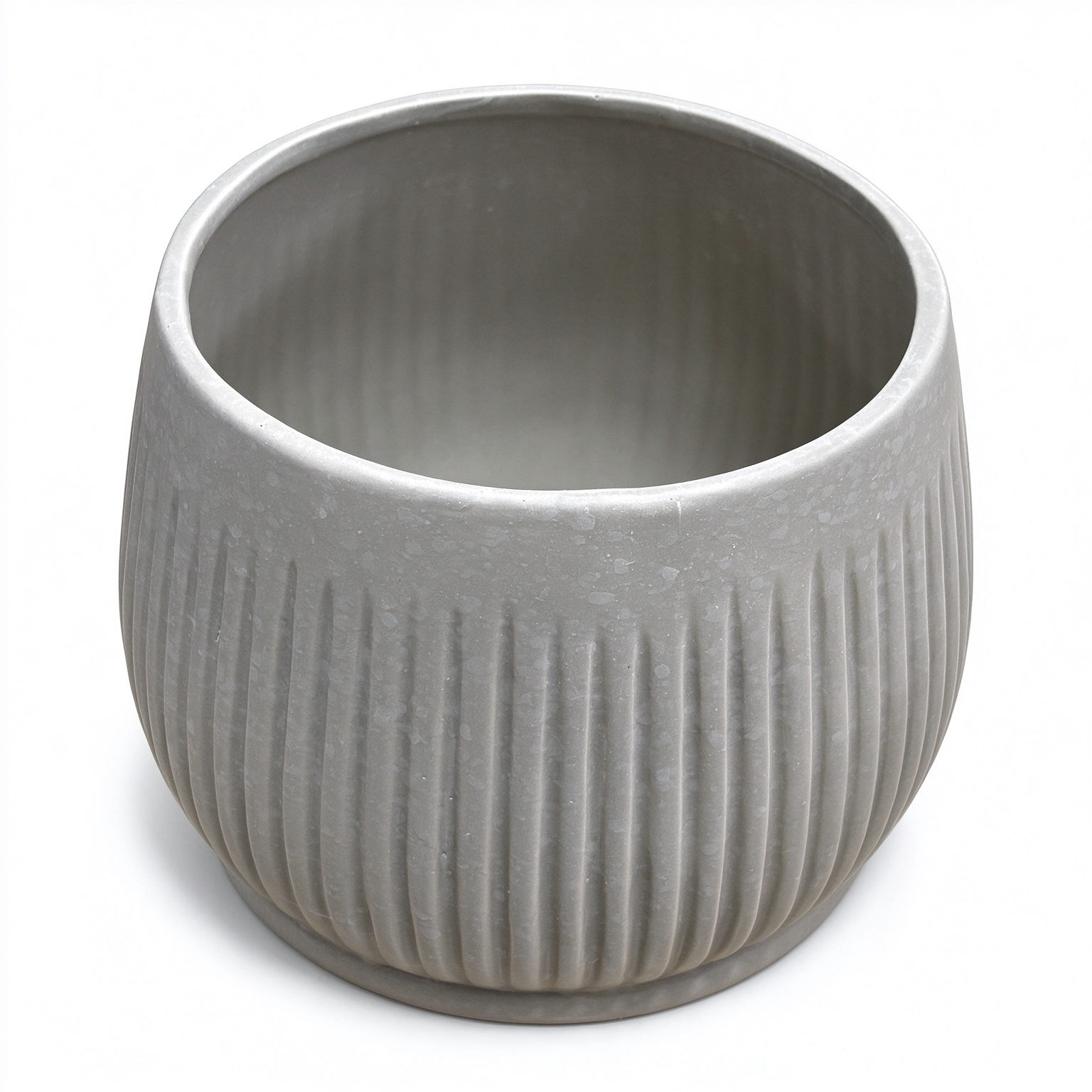Fluted Round Ceramic Planter Pot - Matte Gray Ribbed Flower Pot for Succulents, Small Plants and Indoor Garden Decor - Dorishome
