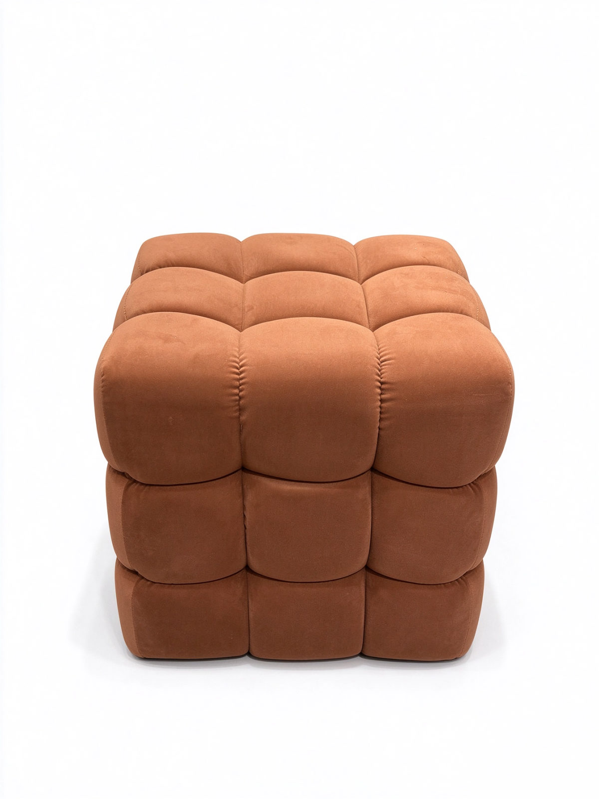 Hexagon Vanity Stool – Floral Upholstered Footstool with Carved Wooden Legs and Lower Shelf - Dorishome