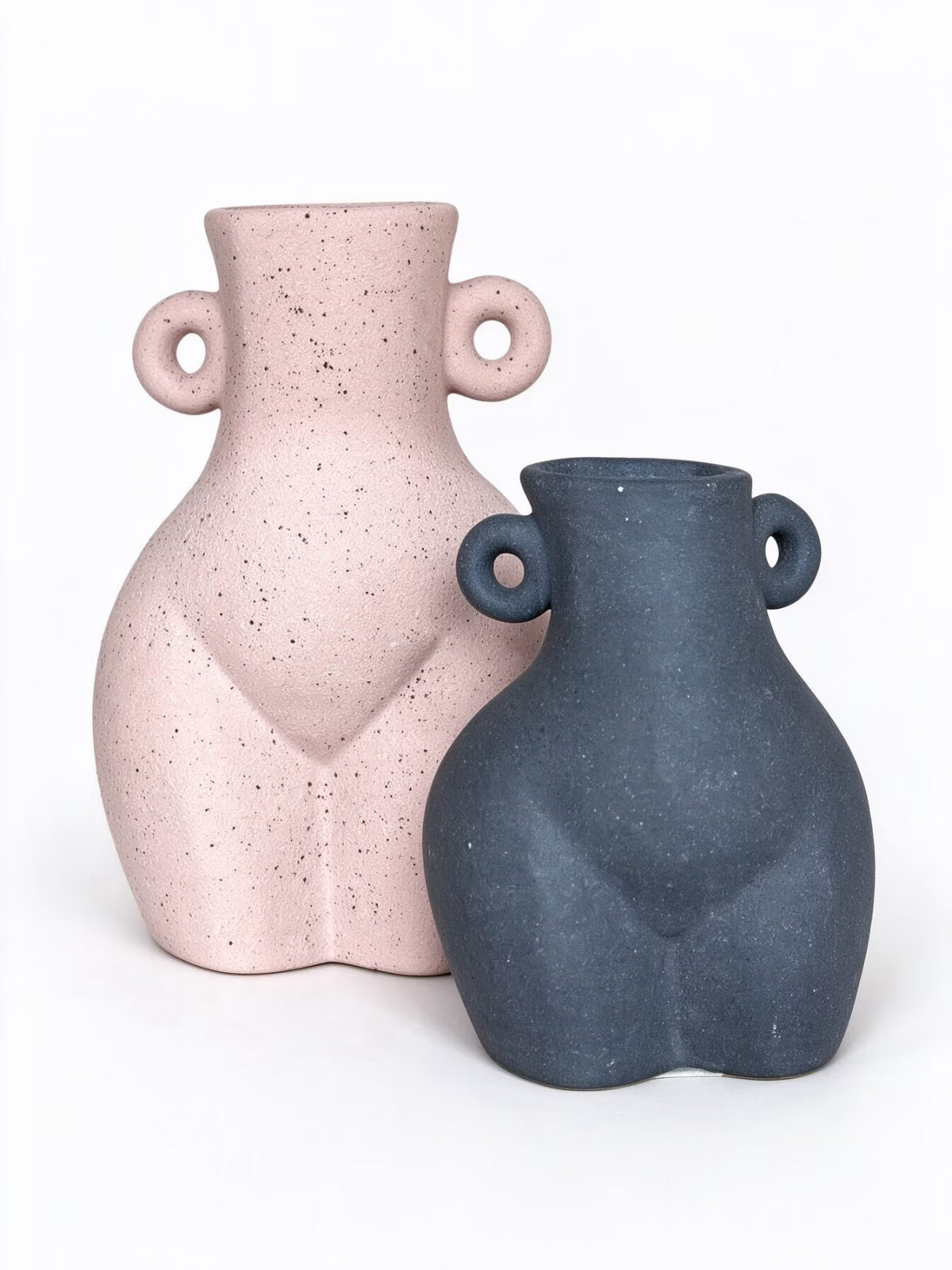 Loop-Handle Body Vase - Speckled Ceramic Torso Vase for Shelf and Table Decor - Dorishome