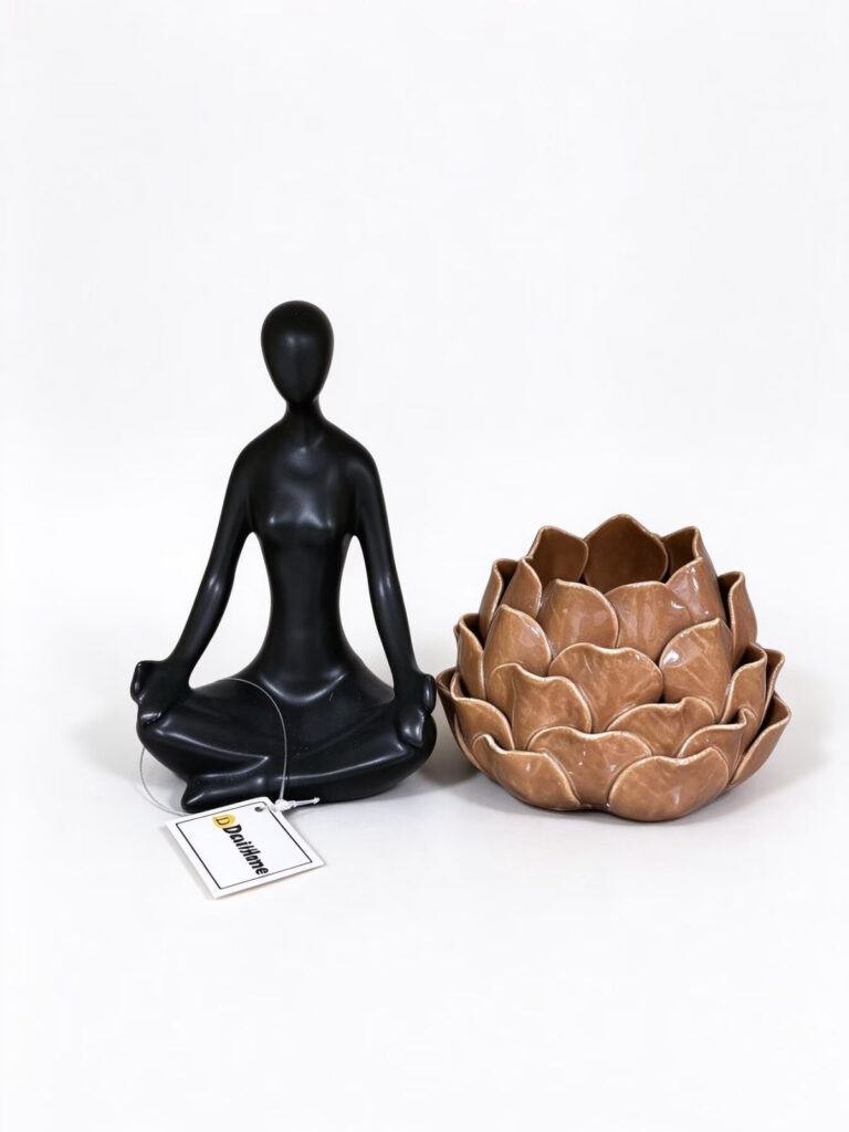 Meditating Figurine with Lotus Bowl