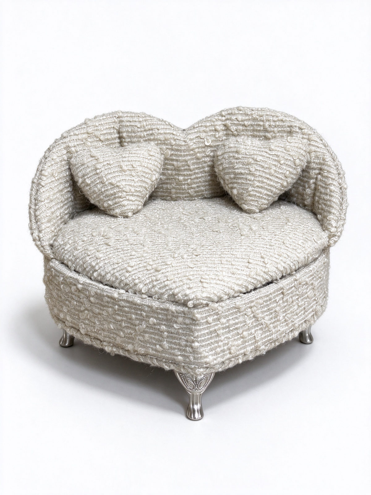 Miniature Heart Sofa Ornament - Fabric Upholstered Trinket Display for Shelf Decor - Dorishome