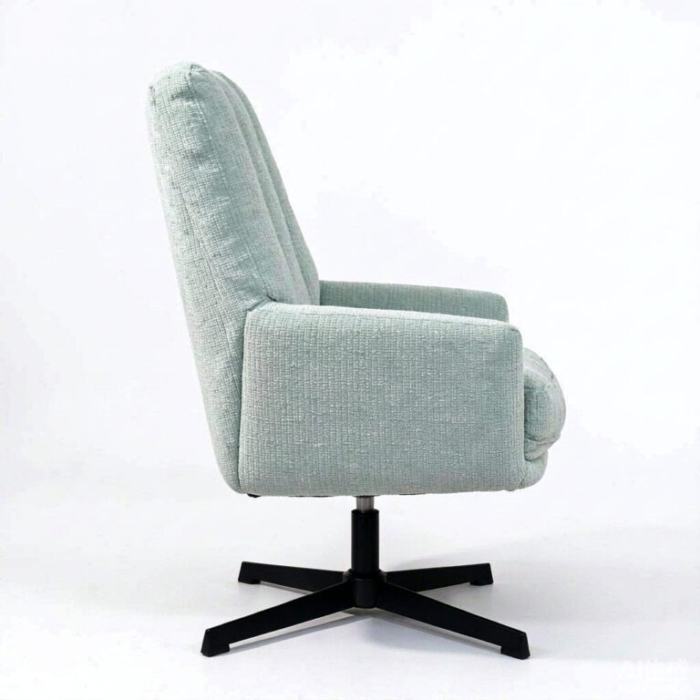Open Back Boucle Armchair – Sculptural Upholstered Accent Chair for Living Room - side view