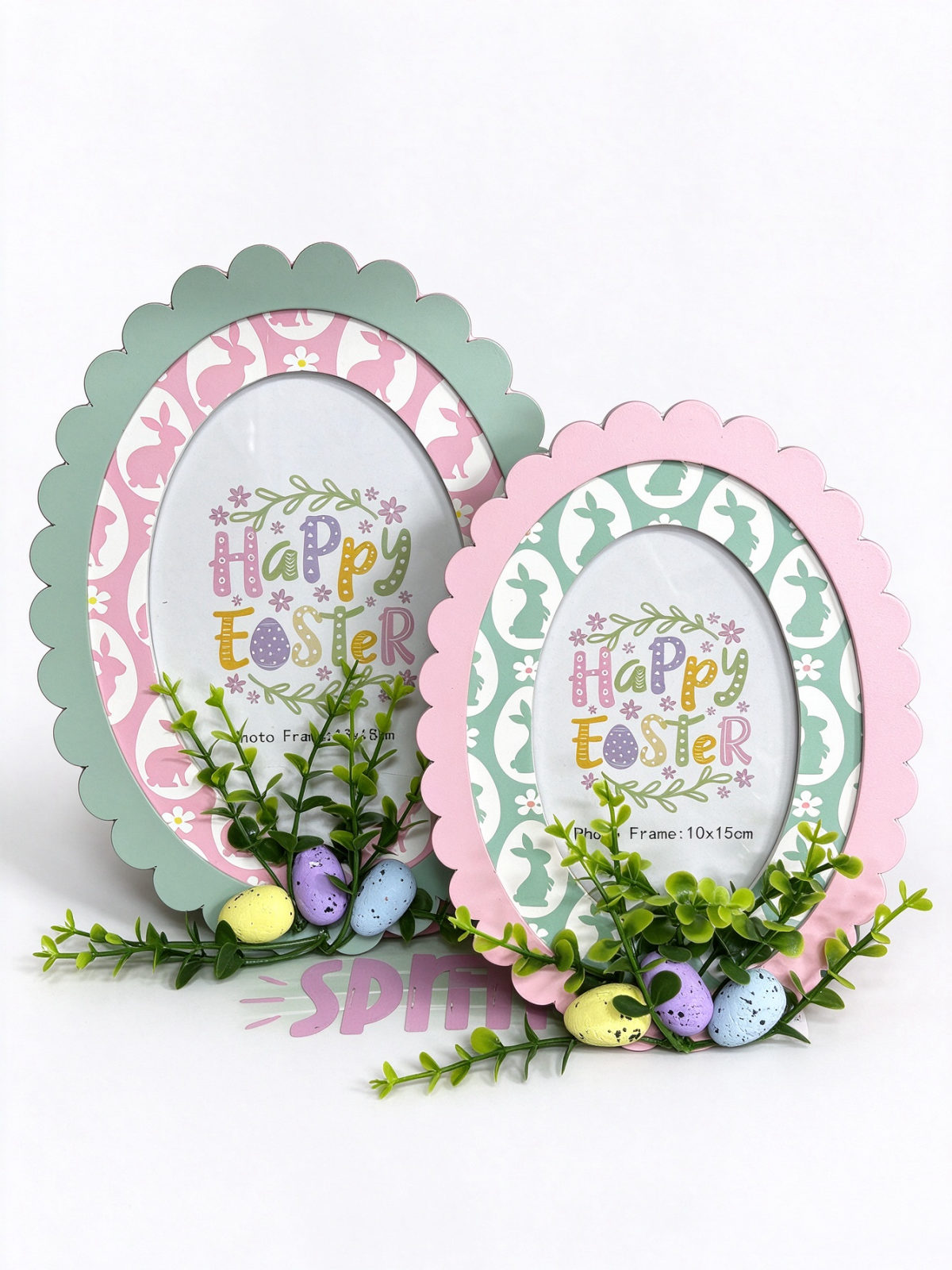 Oval Scalloped Petal Resin Tabletop Photo Frame Set - Dorishome
