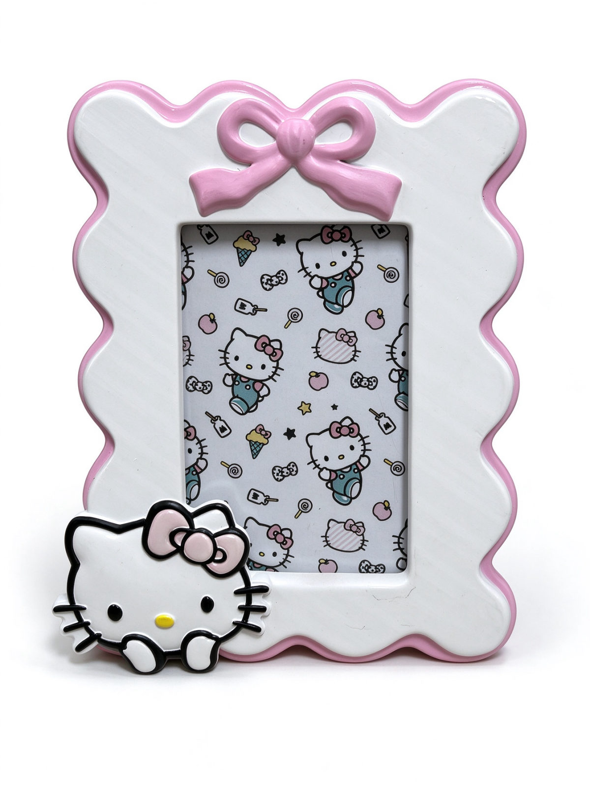 Pink Wavy Cartoon Cat Resin Tabletop Photo Frame - Dorishome