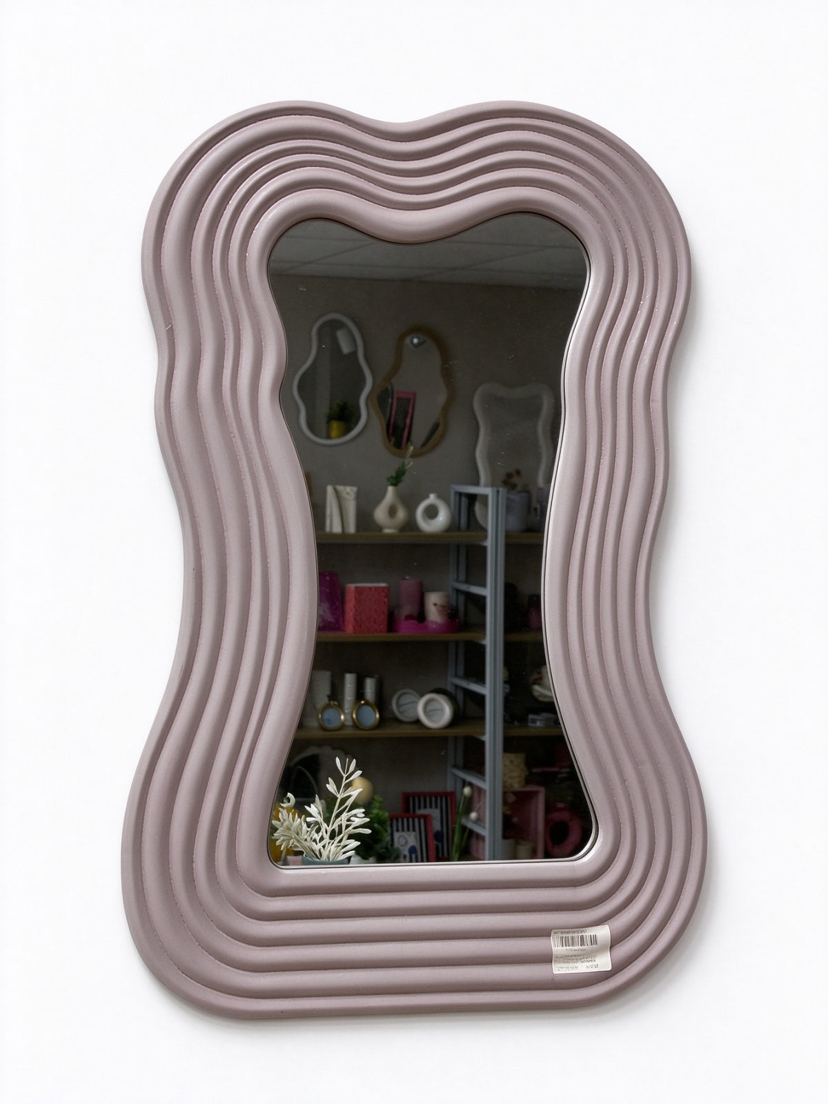 Vertical Wavy Wall Mirror with Pink Ribbed Frame for Bedroom, Cloakroom and Boutique Decor - Dorishome