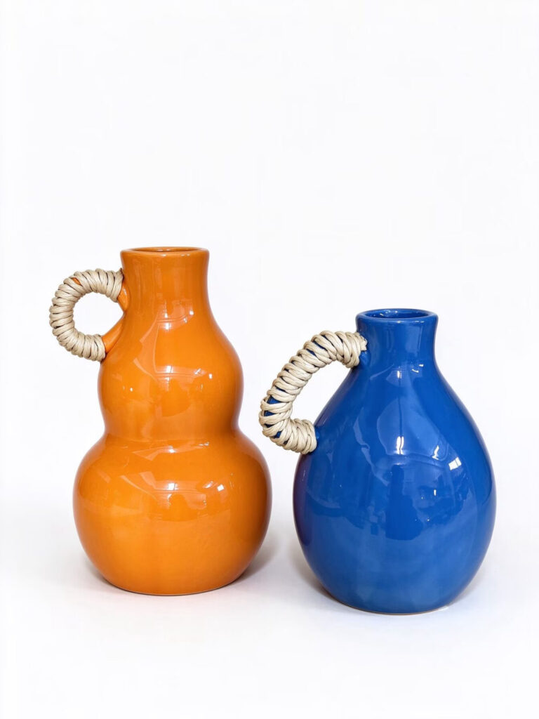 Rope-Handle Ceramic Vase