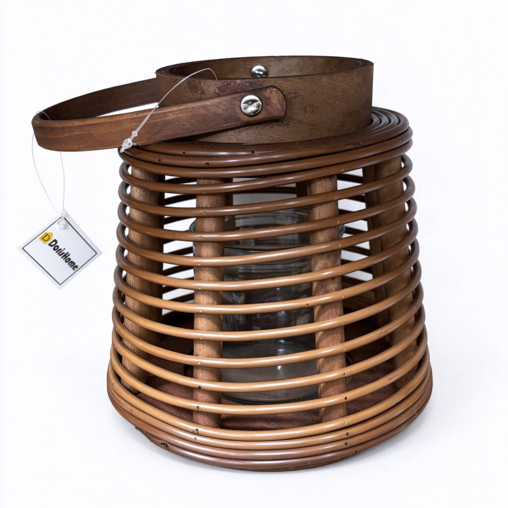 Cone-Shaped Rope Woven Lantern with Carabiner Hook – Handmade Natural Fiber Candle Holder for Hanging Decor - - 1