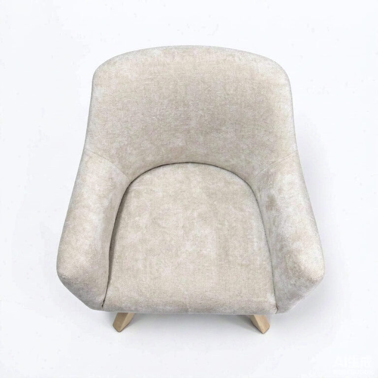 Round Back Chenille Armchair – Upholstered Accent Chair with Angled Wooden Legs - - 3