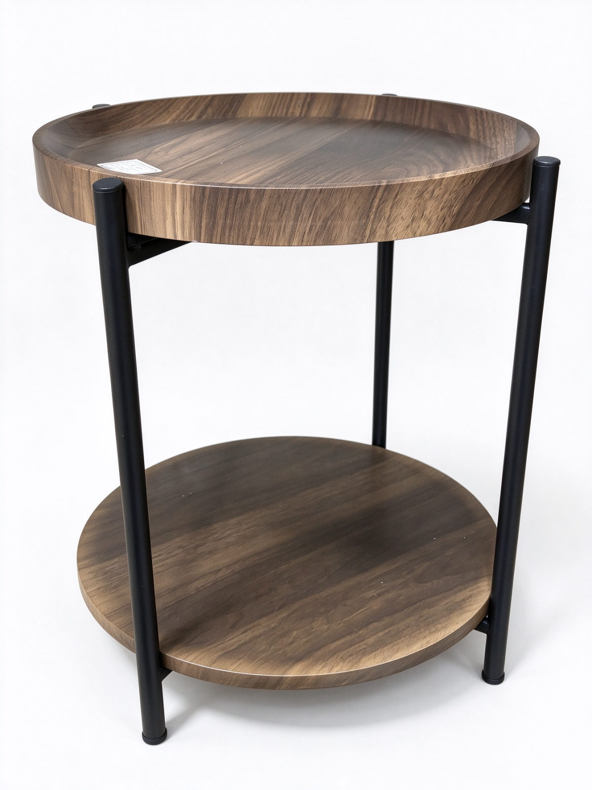 Round Pedestal Side Table with Curved Wooden Base – Walnut End Table for Living Room and Bedroom | dorishome - Dorishome