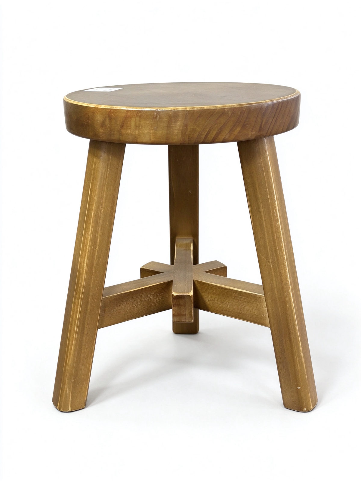 Round Wooden Accent Stool – Gold-Finish 3-Leg Footrest and Display Stand - Dorishome