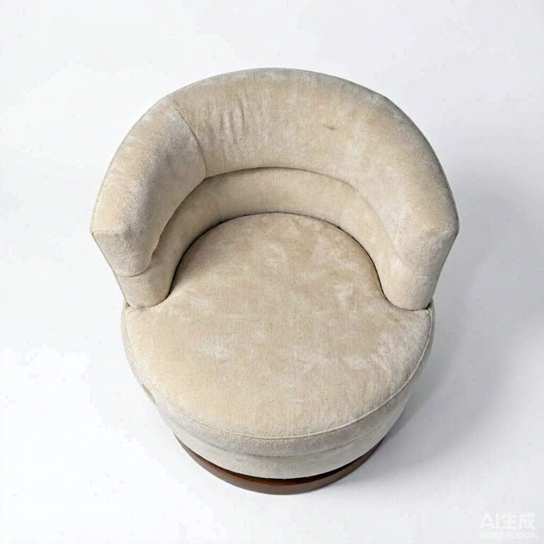 Swivel Boucle Accent Chair – Round Upholstered Barrel Chair with Wooden Round Base - - 3