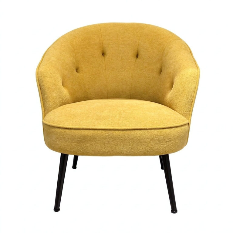 Tufted Armless Accent Chair – Upholstered Lounge Chair with Black Metal Sled Base - - 4