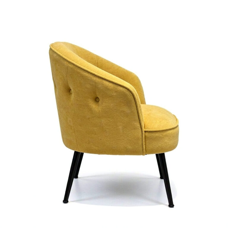 Tufted Armless Accent Chair – Upholstered Lounge Chair with Black Metal Sled Base - - 2