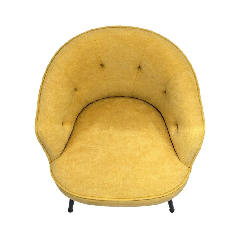 Tufted Armless Accent Chair – Upholstered Lounge Chair with Black Metal Sled Base - - 3