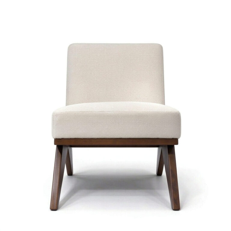 Tufted Velvet Lounge Chair – Armless Upholstered Accent Chair with Black Sled Base -  - 4