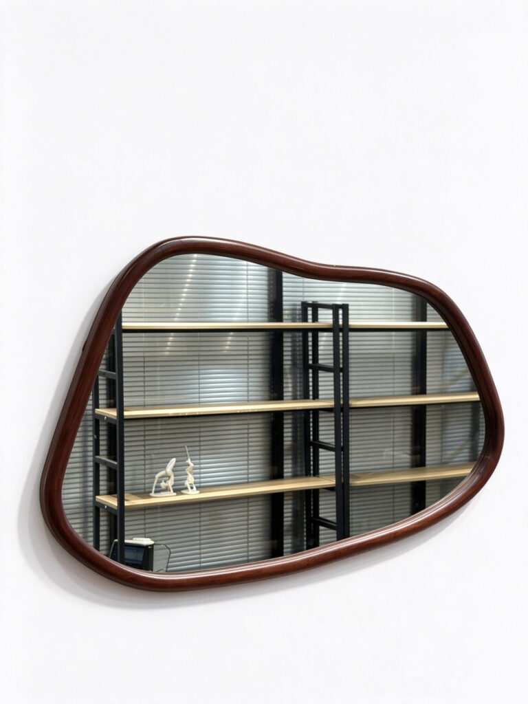 Walnut Organic Shape Wall Mirror