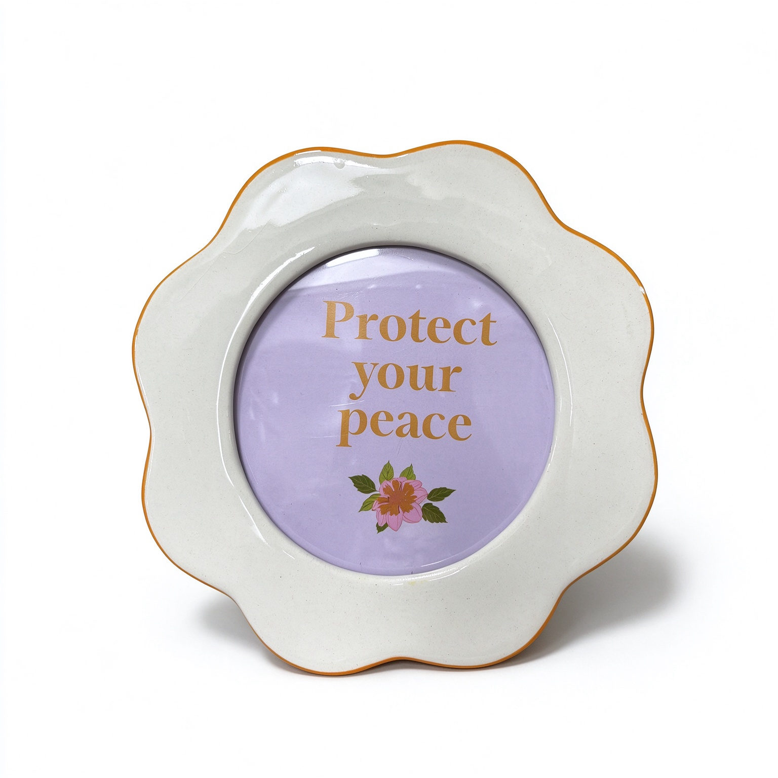 White Flower-Shaped Ceramic-Look Tabletop Photo Frame - Dorishome
