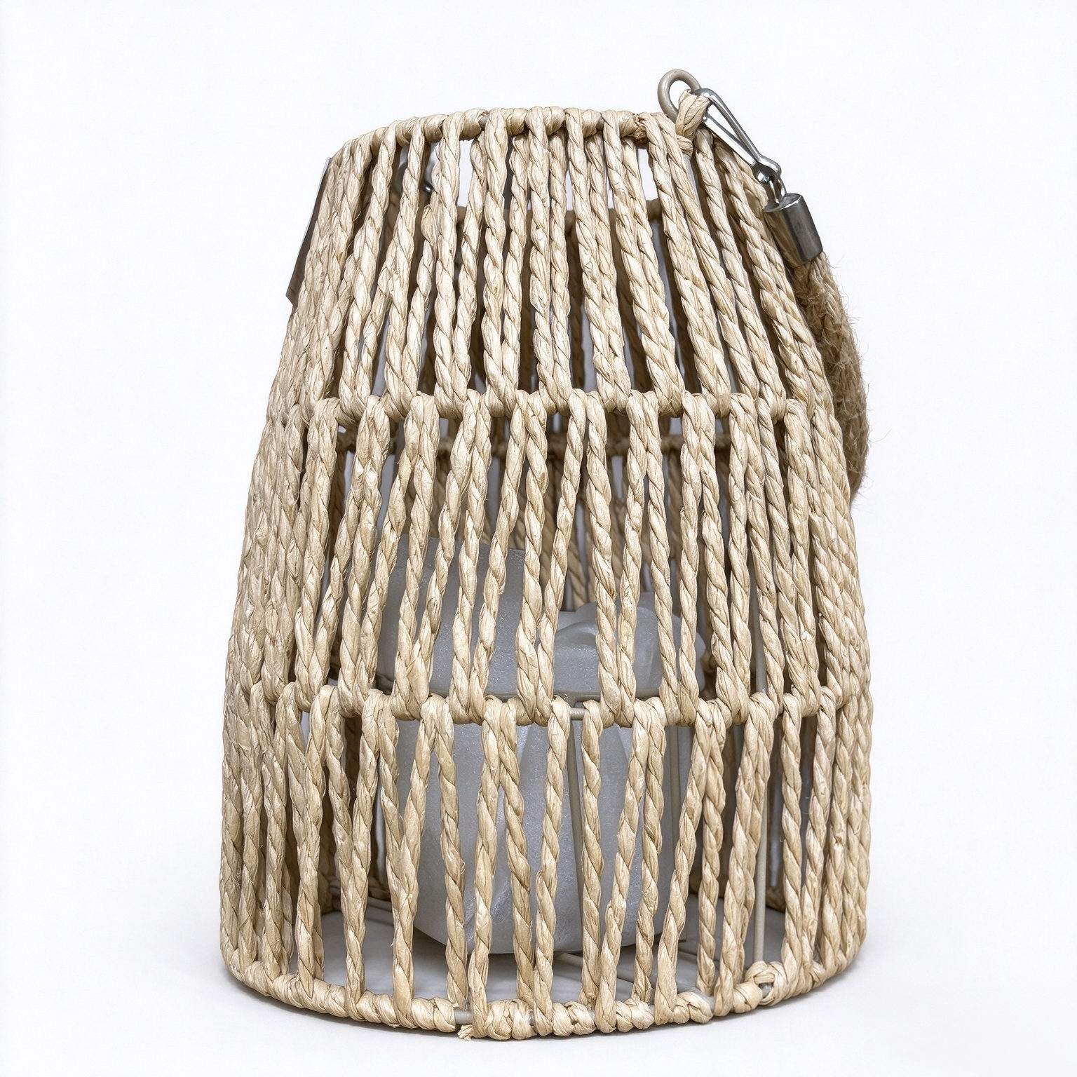 Rectangular Whitewash Woven Storage Box with Lid and Pom-Pom Closure – Stacking Organizer Box for Shelves - Dorishome